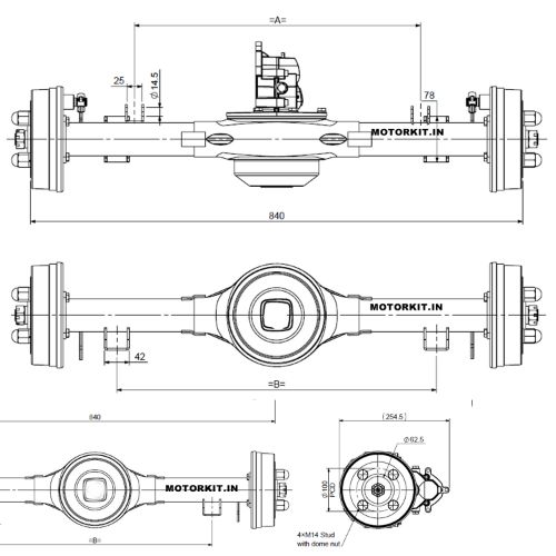 33 inch E-rickshaw Differential Axel