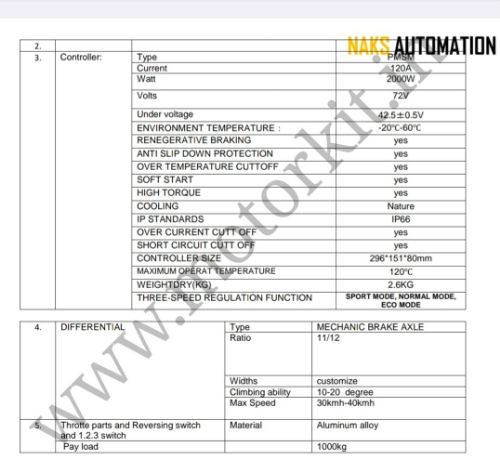 Picture of Datai 60V 2000Watt PMSM motor kit for Electric vehicle